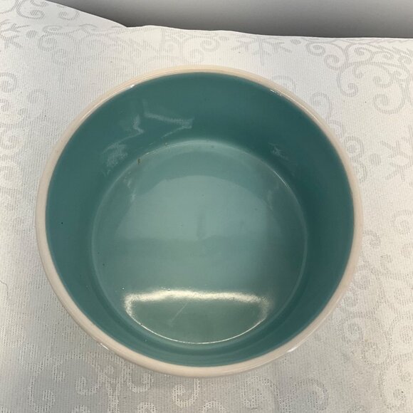 Rae Dunn Ceramic "Chow Down" Pet Bowl Blue Interior - Picture 2 of 4